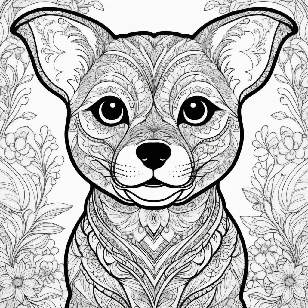 Dog man coloring pages with flowers and flowers