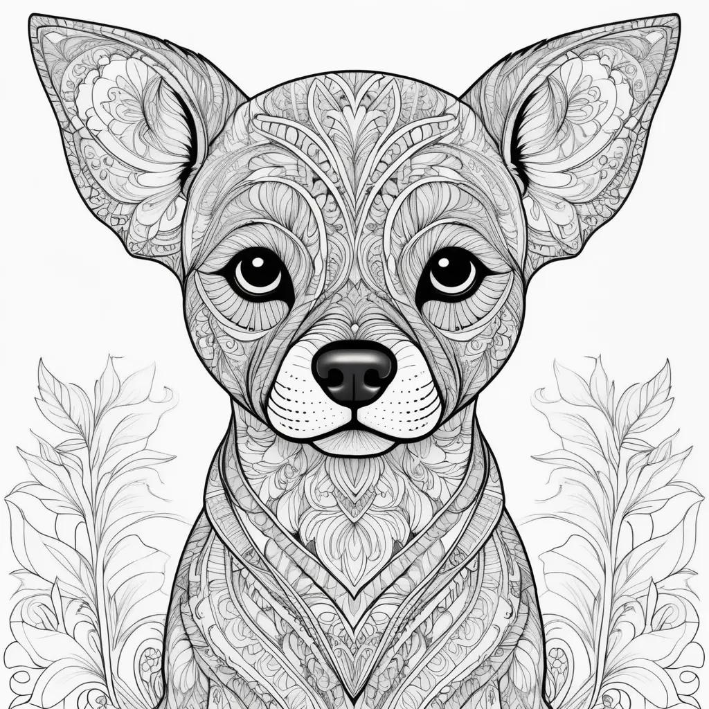 Dog man coloring pages with flowers and leaves