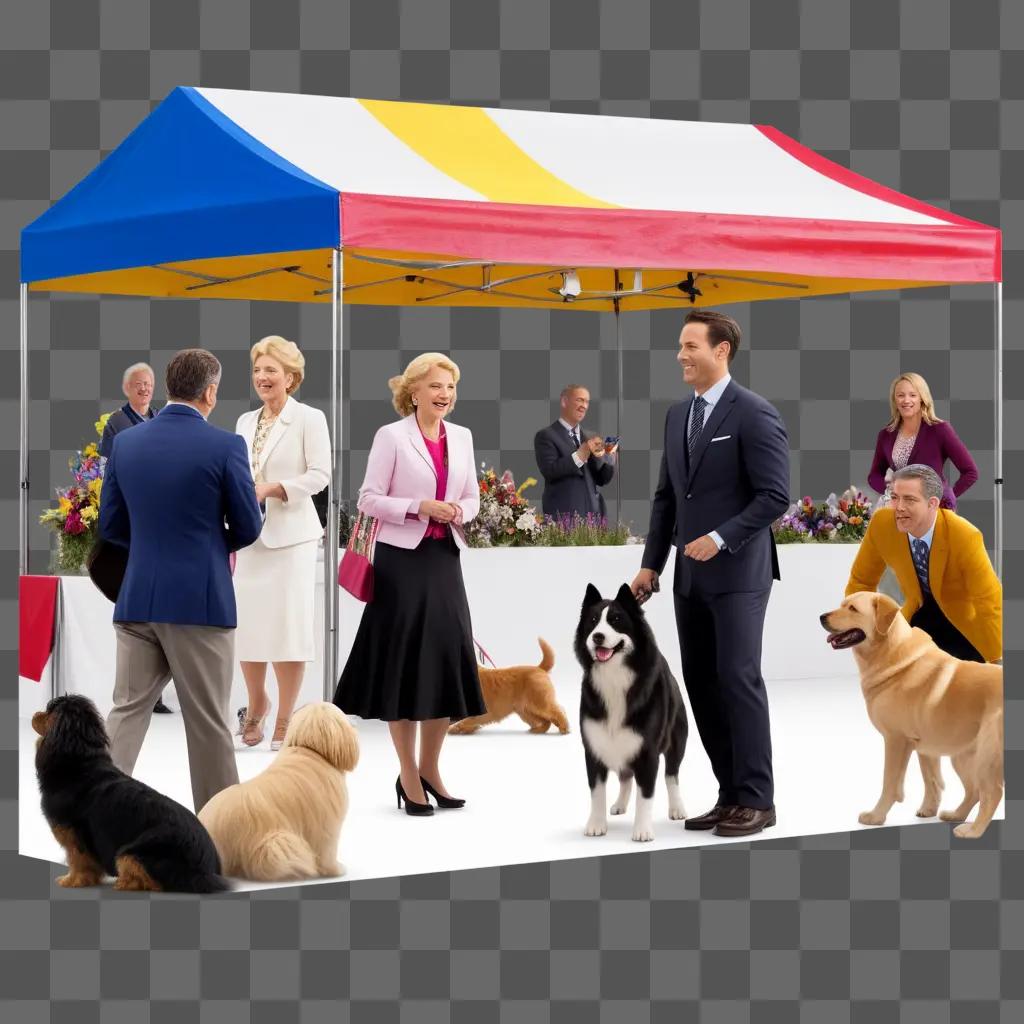 Dog show with a man and woman posing for the camera