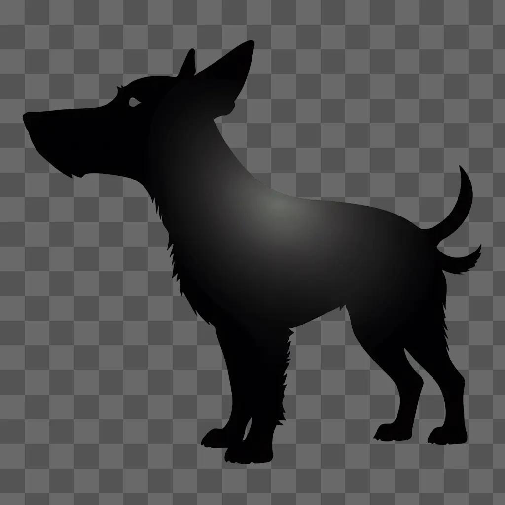 Dog silhouette against a black background