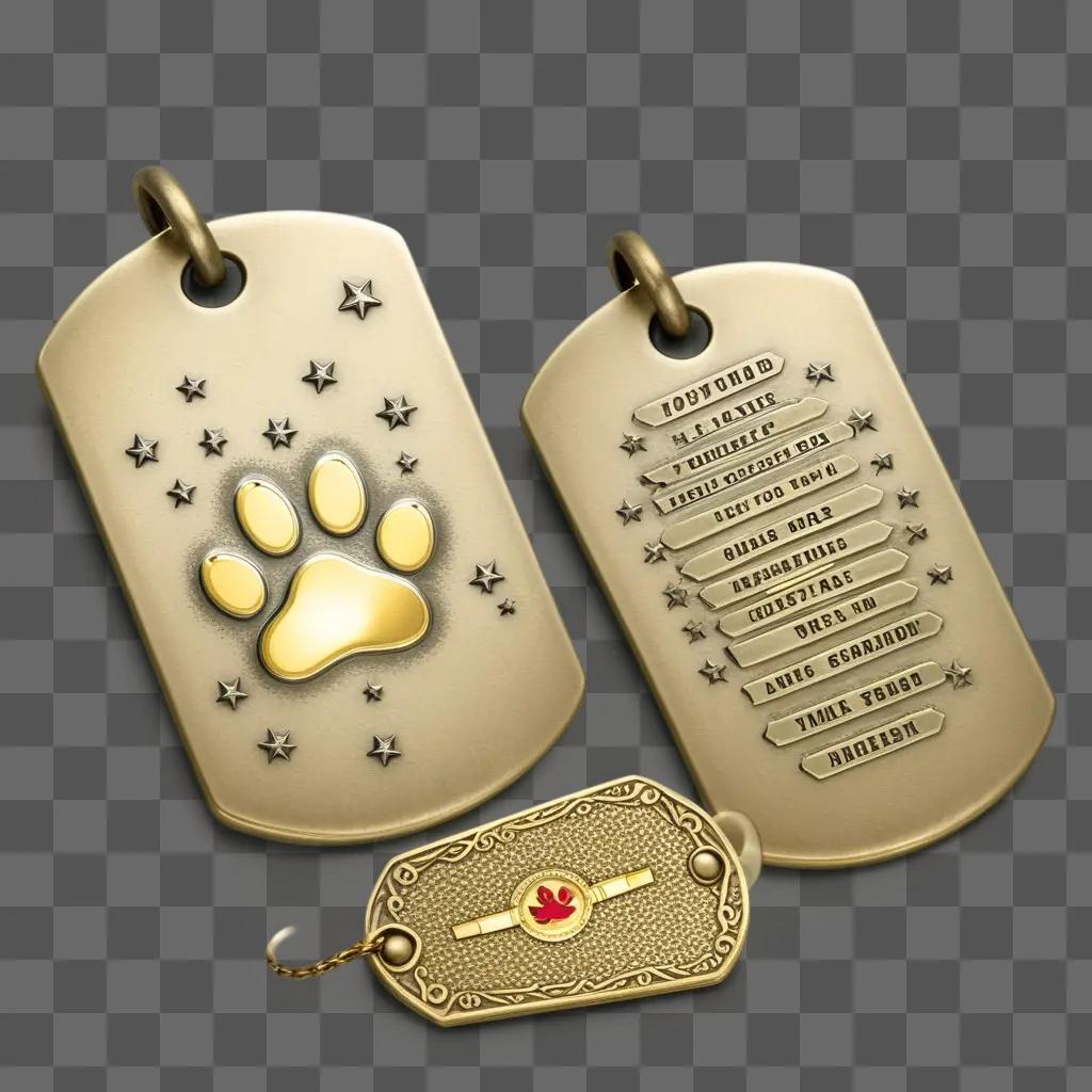 Dog tags with paw print and names of soldiers