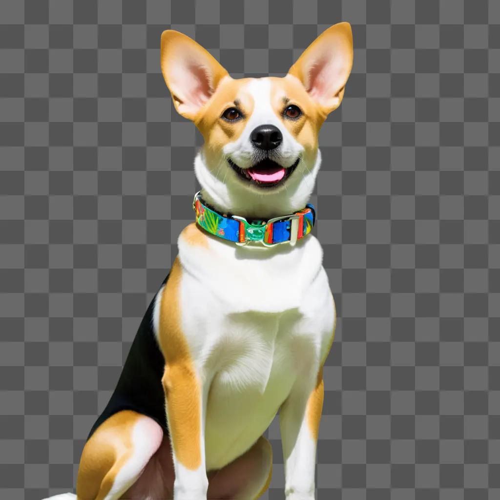 Dog with colorful collar poses for photo