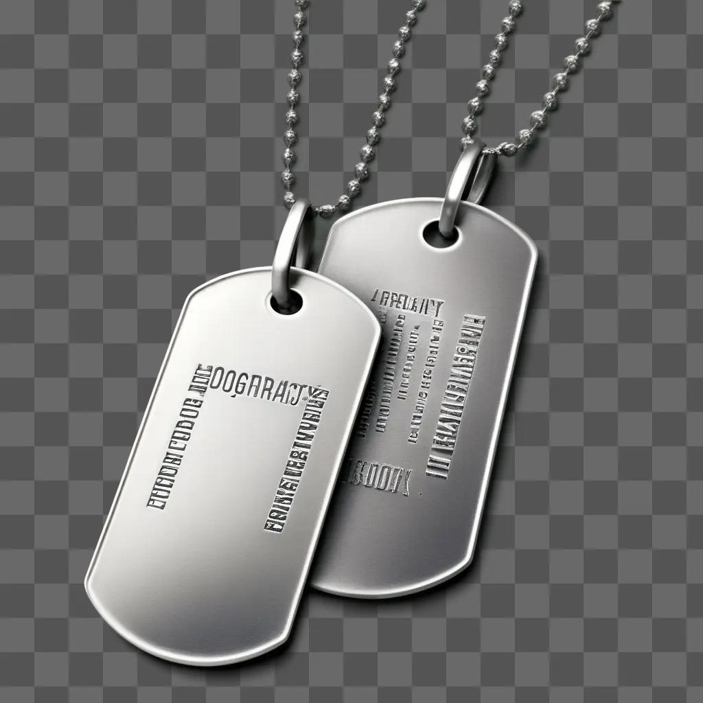 Dogtags on a chain with letters and numbers