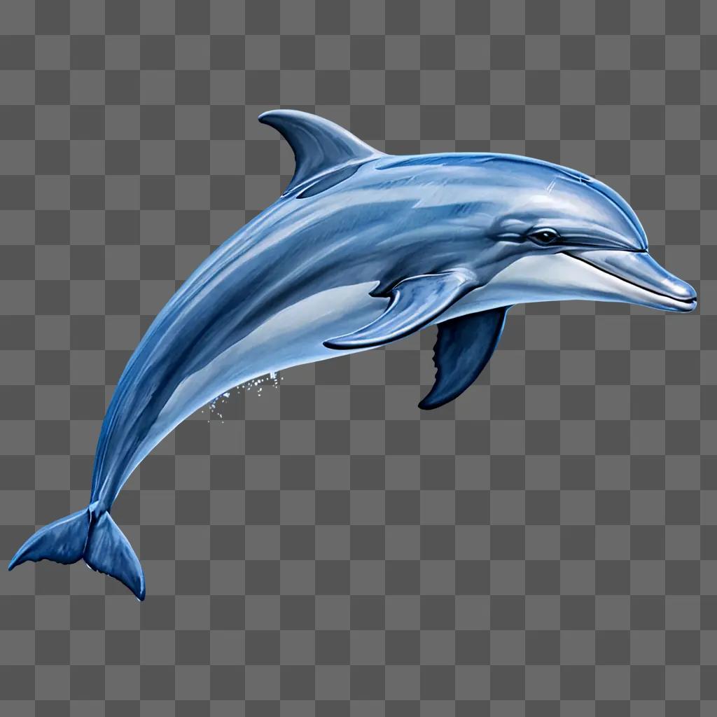 Dolphin drawing with colour on blue background