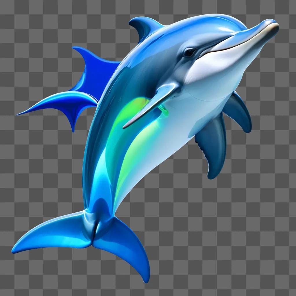 Dolphin drawing with colour on blue background