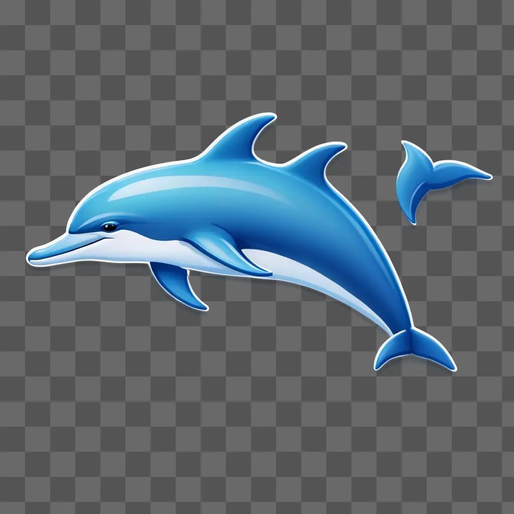 Dolphin emoji with blue background and white fins