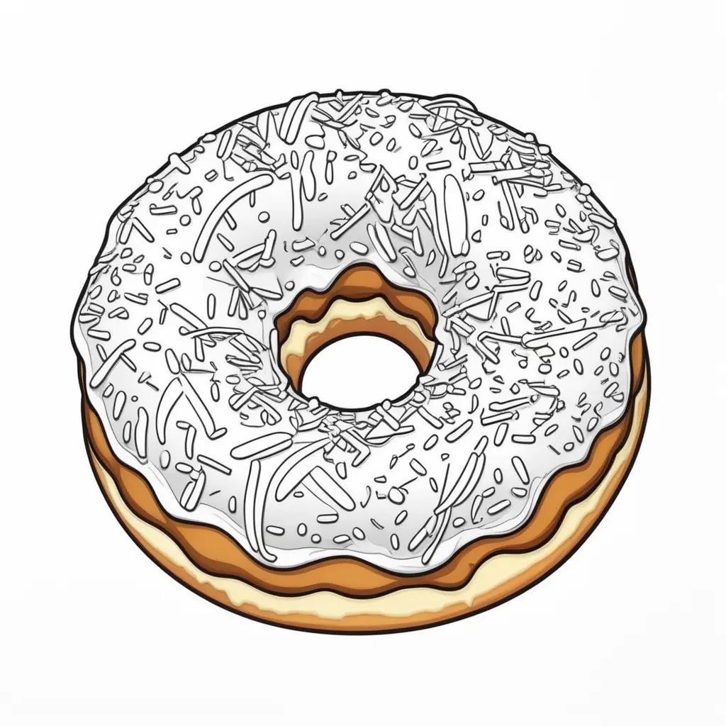 Donut coloring page with sprinkles and frosting