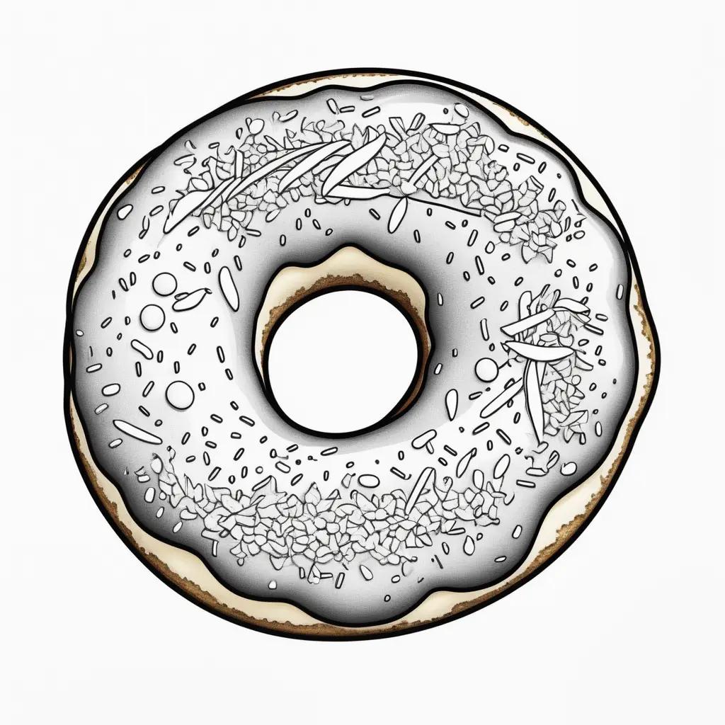 Donut coloring page with sprinkles and icing