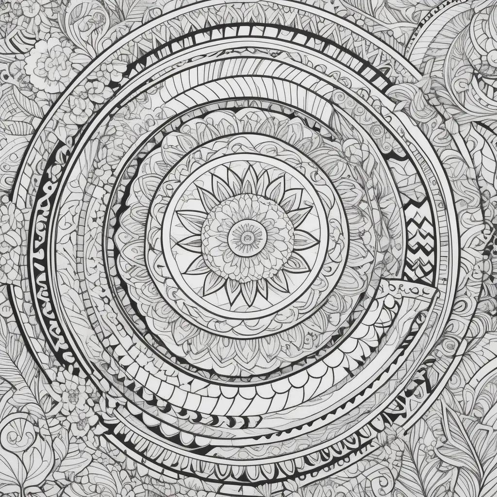 Doodle coloring pages with a spiral design