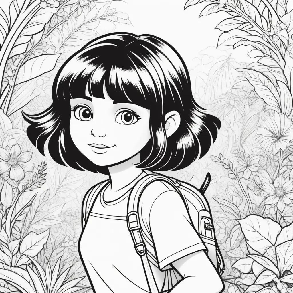 Dora Coloring Pages With Colorful Flowers