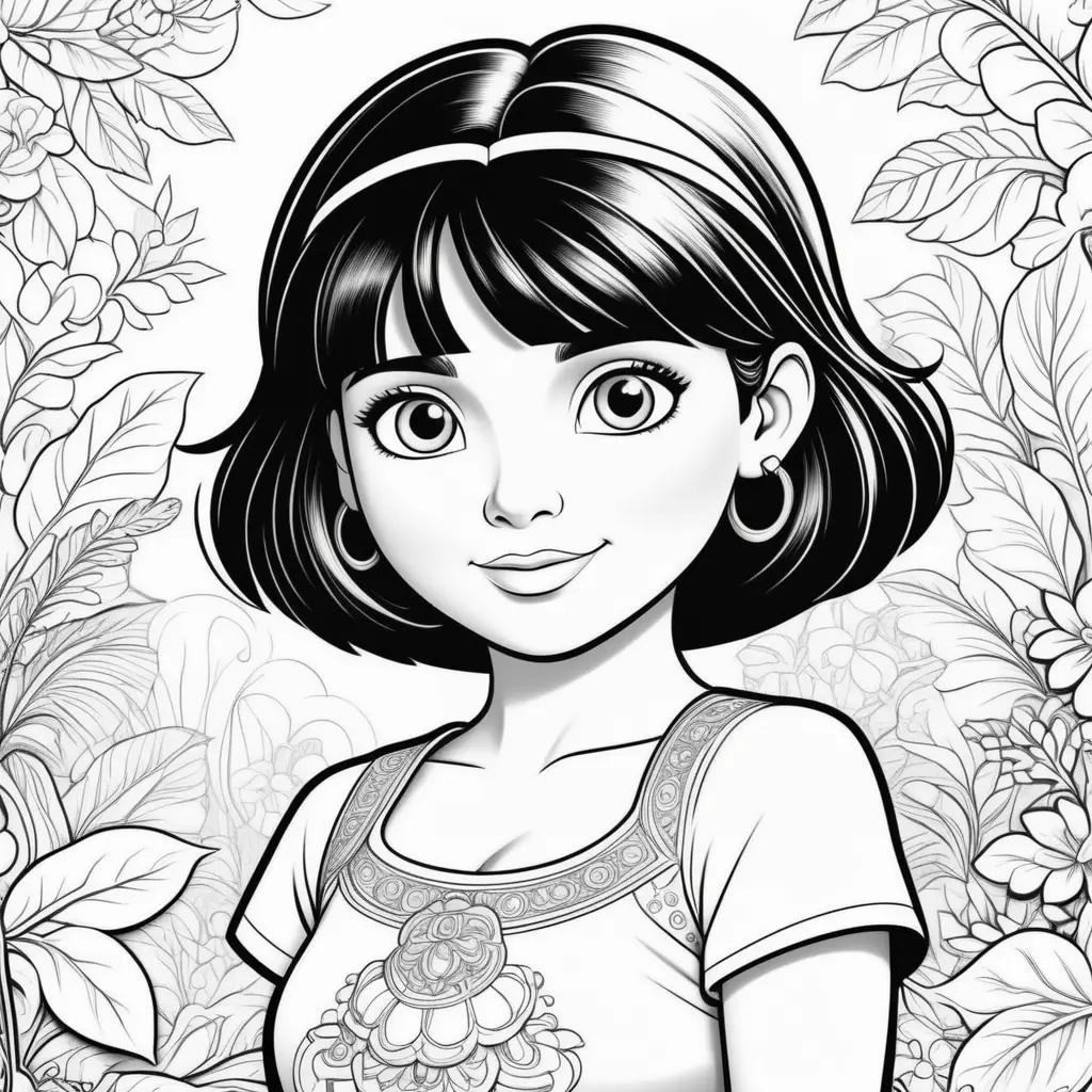 Dora Coloring Pages with Black and White