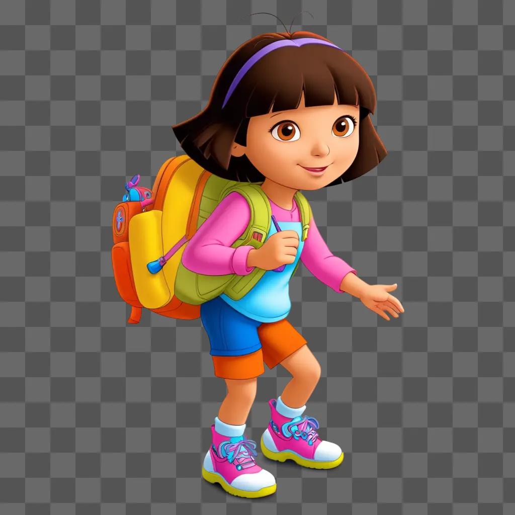 Dora the Explorer in her backpack