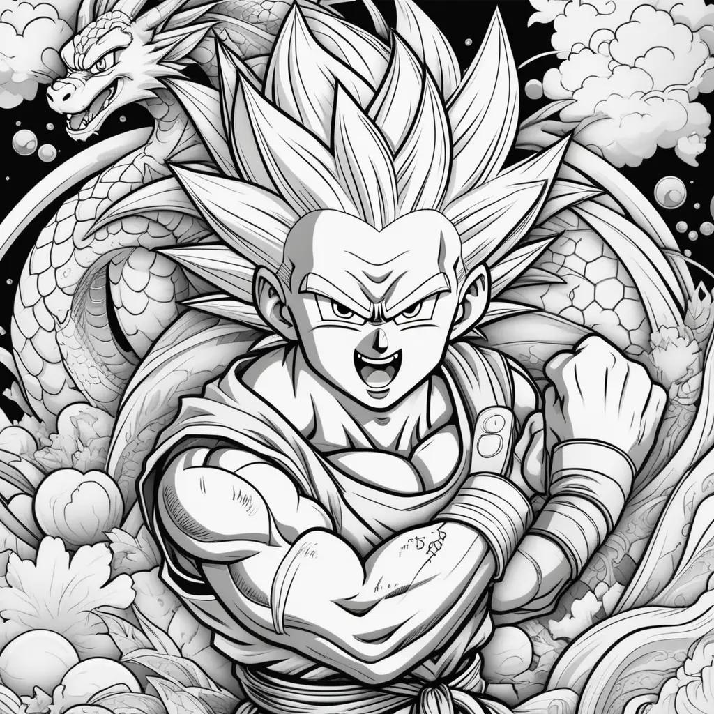 Dragon Ball Coloring Page: Super Saiyan God Son Goku