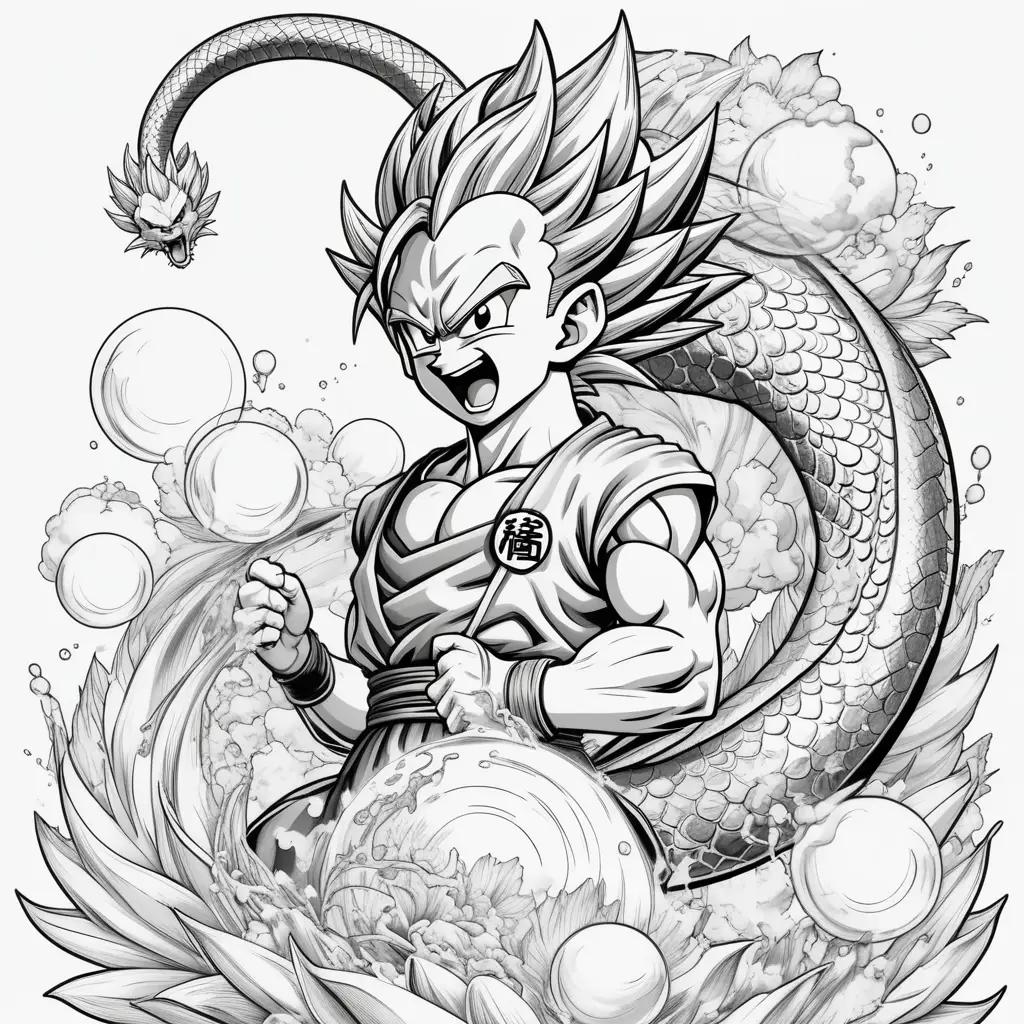 Dragon Ball Coloring Pages Featuring a Super Saiyan Hero