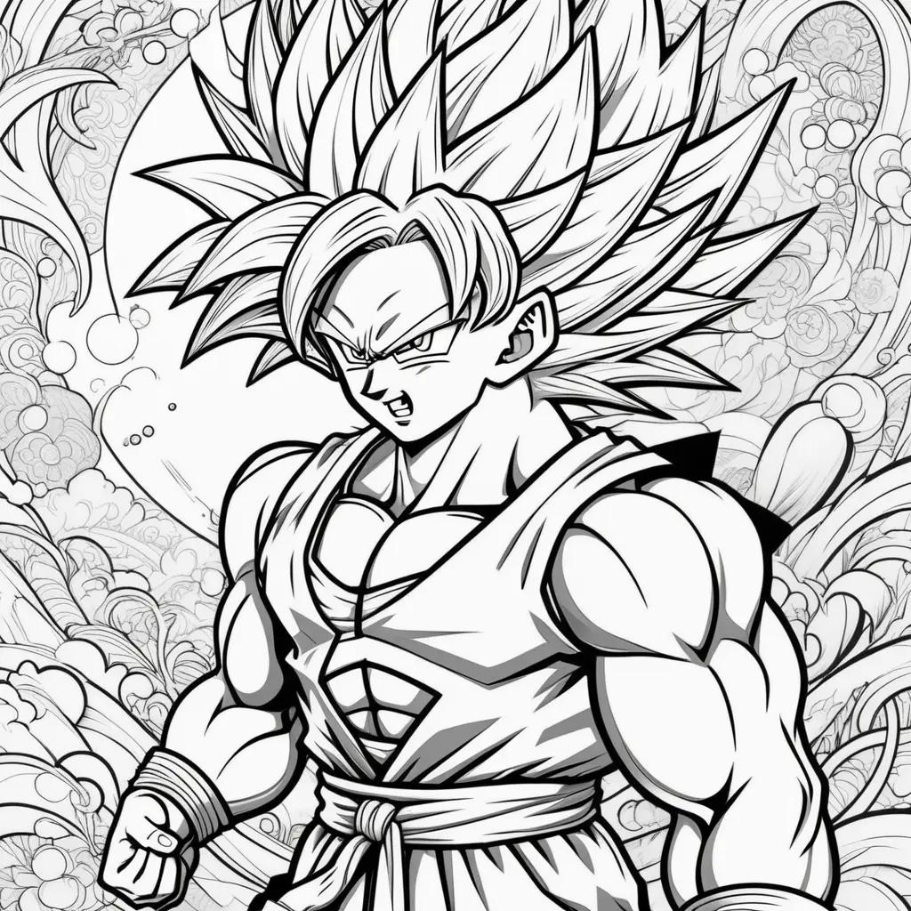 Dibujos de Dragon Ball para colorear de Goku en blanco y negro