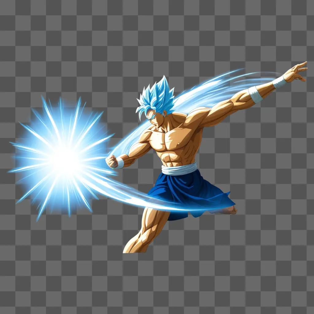 Dragon Ball Z: A powerful fighter unleashes a blue kamehameha