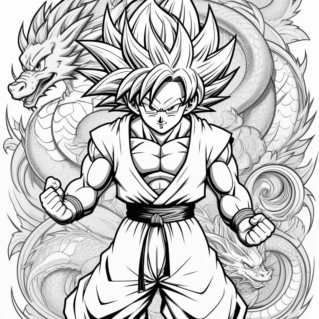 Dibujos de Dragon Ball Z para colorear de Goku y Dragon