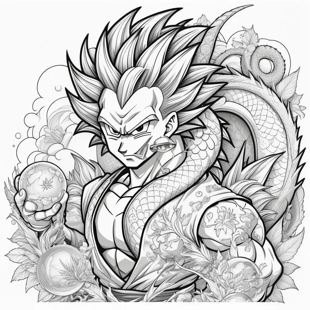 Dragon Ball Z coloring pages featuring a powerful character