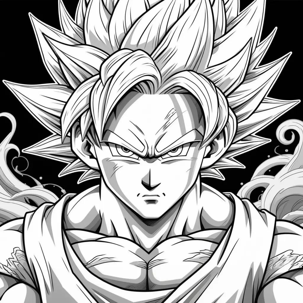 Dibujos de Dragon Ball Z para colorear de Goku en blanco y negro