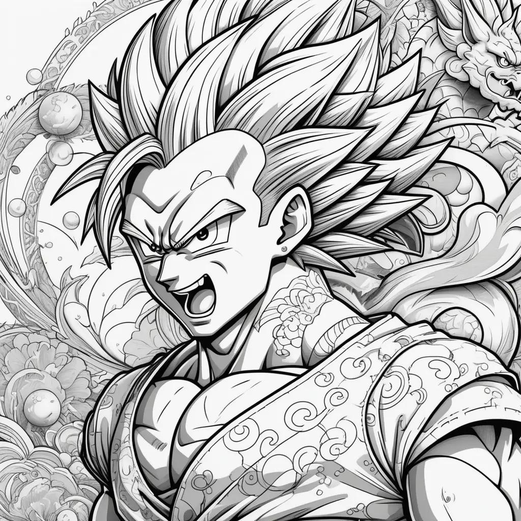 Dragon Ball coloring pages with black and white colors