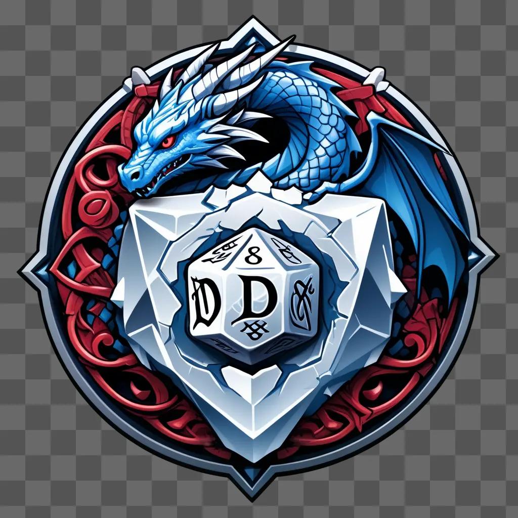 Dragon and dice in a D&D logo