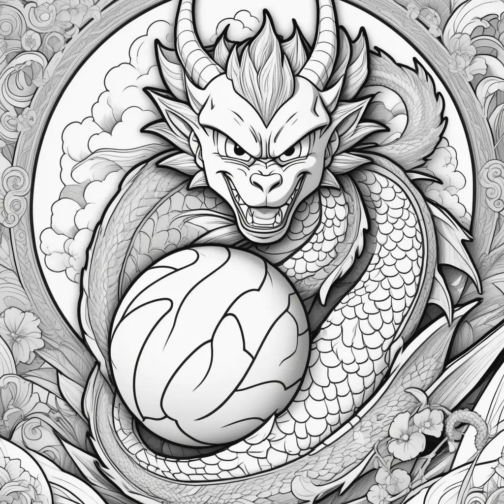 Dragon ball coloring pages with a ball and dragon