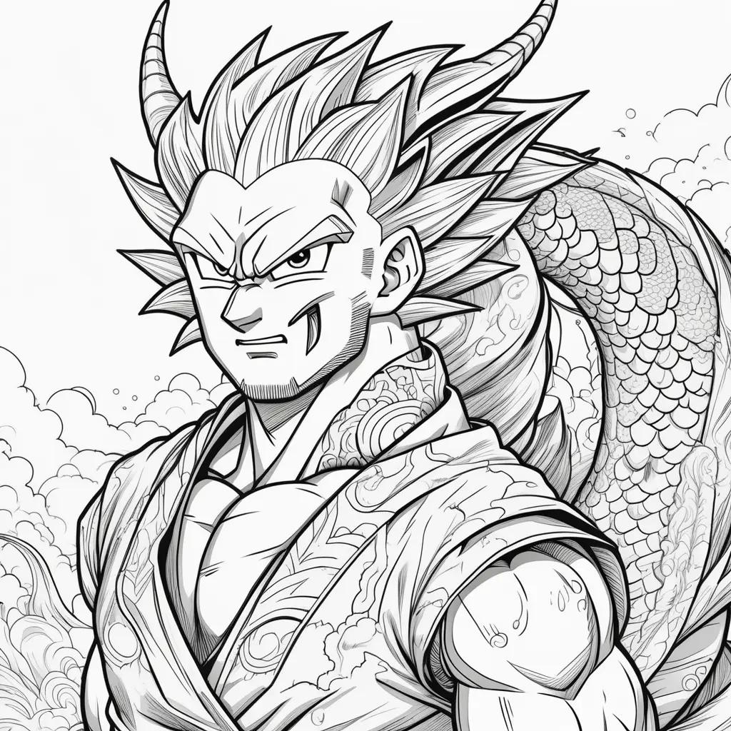 Dragon ball z coloring pages featuring a dragon with horns and a tail