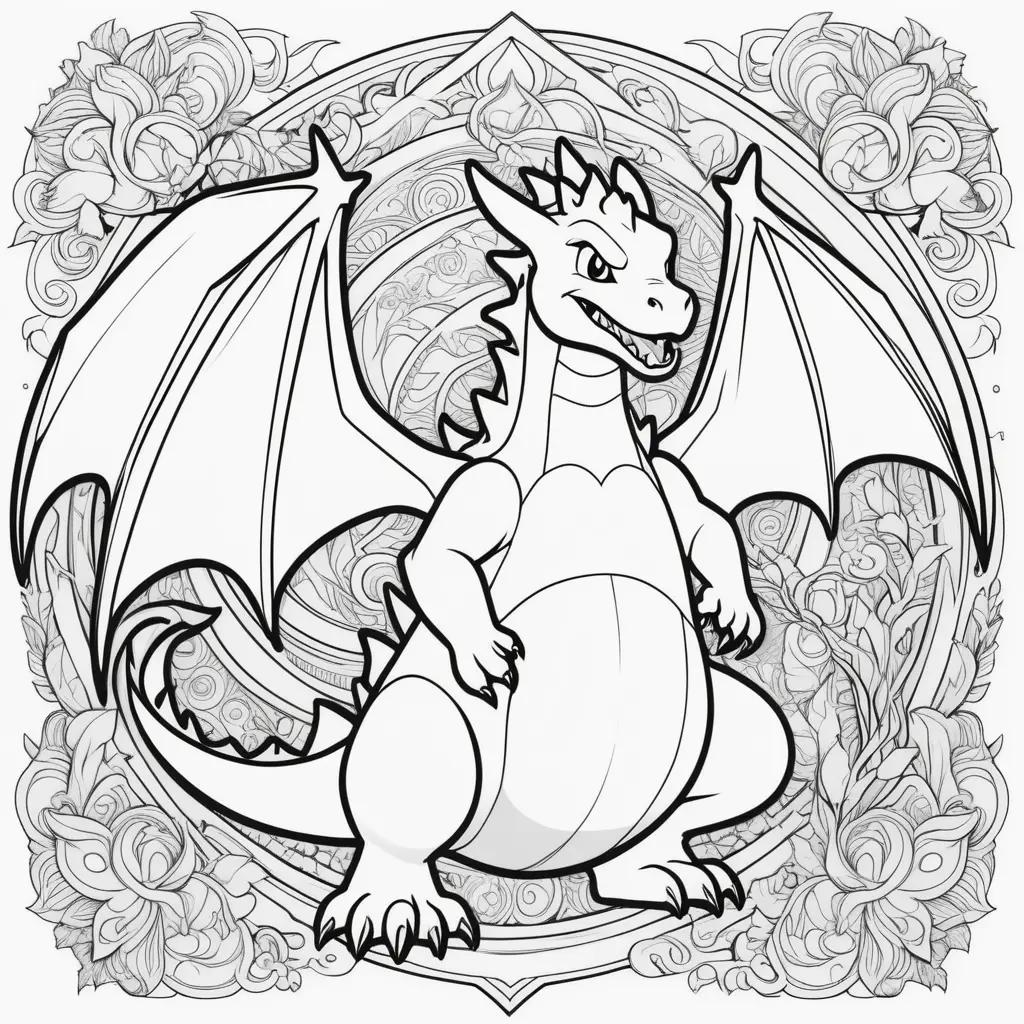 Dragon coloring page with charizard features