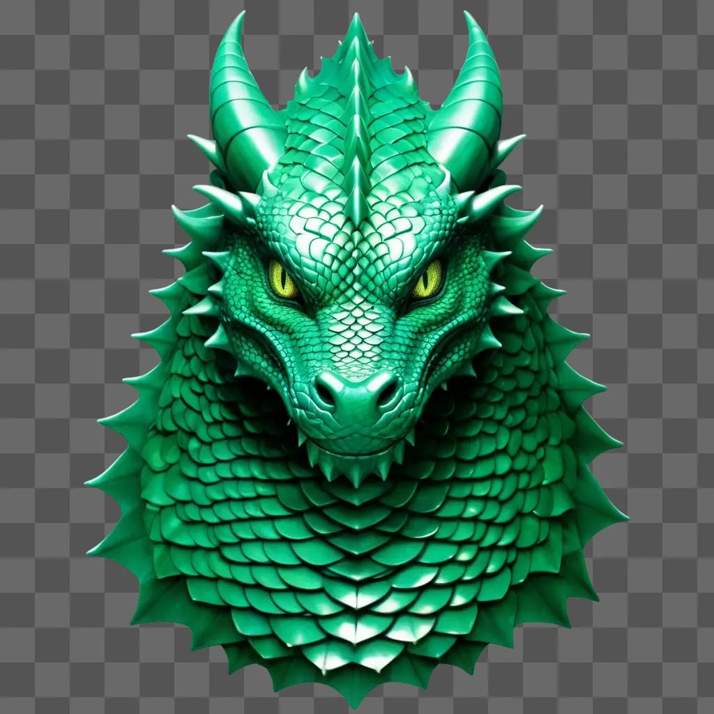 Dragon head with green scales on a green background