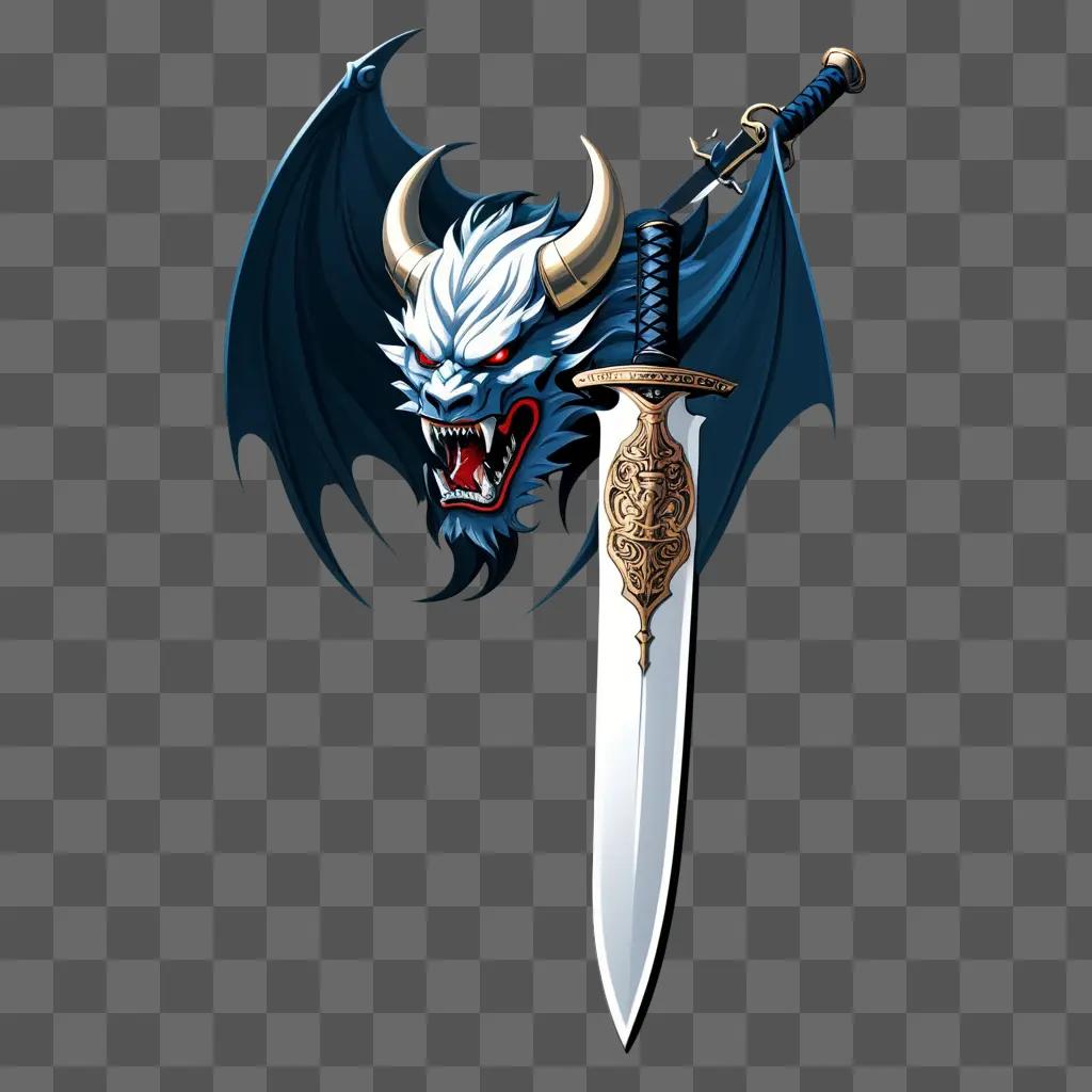 Dragon holding a sword with a demon slayer logo