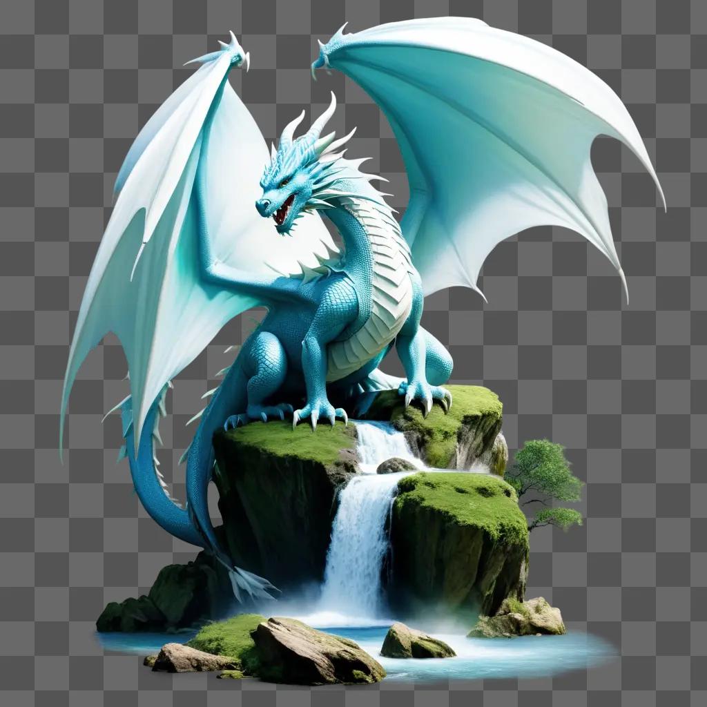 Dragon image with white wings and blue body