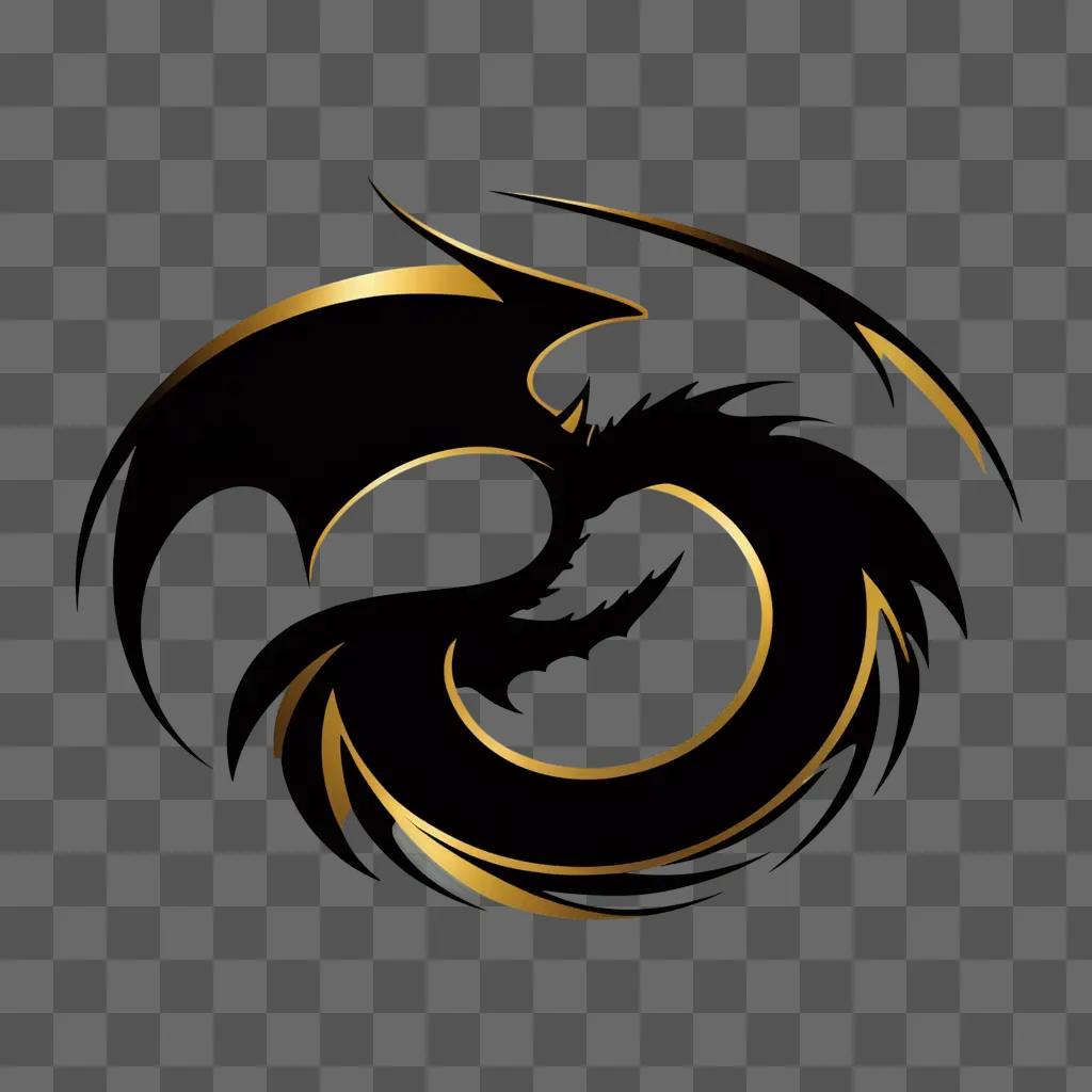 Dragon logo in black and gold on a dark background