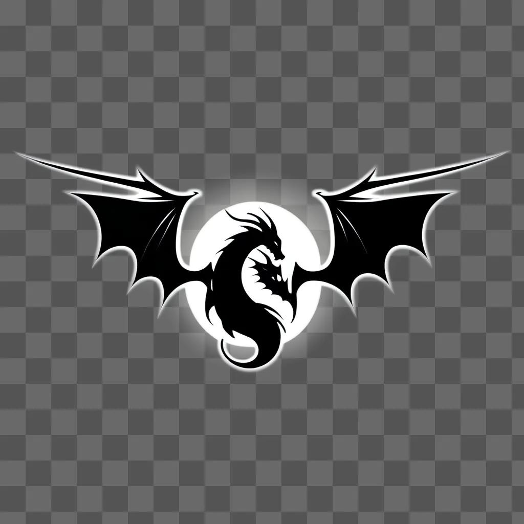 Dragon logo in black and white on a gray background