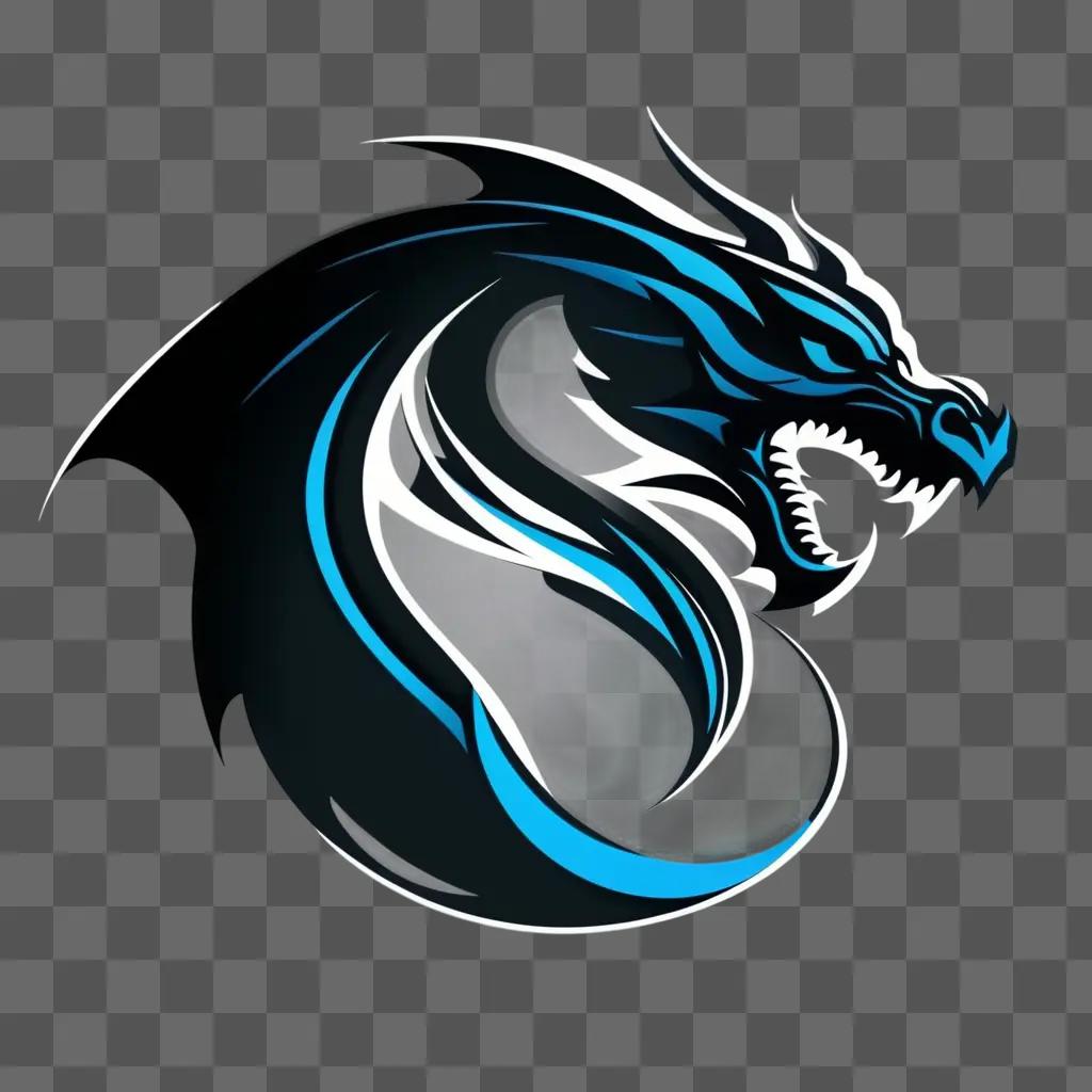 Dragon logo with glowing blue and black lines