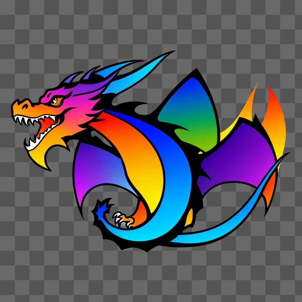 Dragon logo with multicolored colors and mouth open