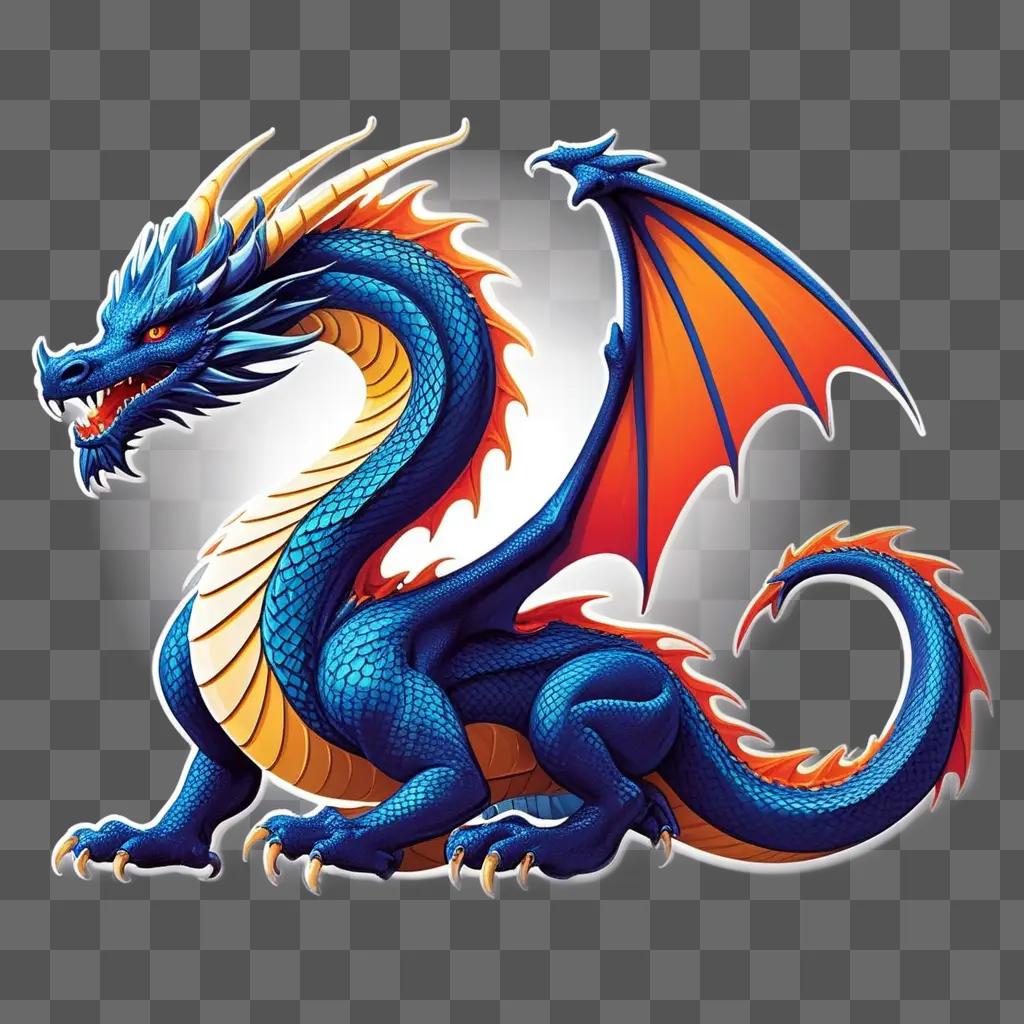 Dragon logo with orange and blue wings