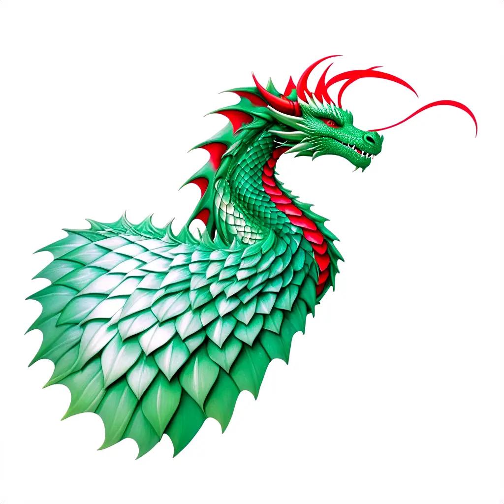 Dragon scales are a green and red pattern on the body of a green dragon