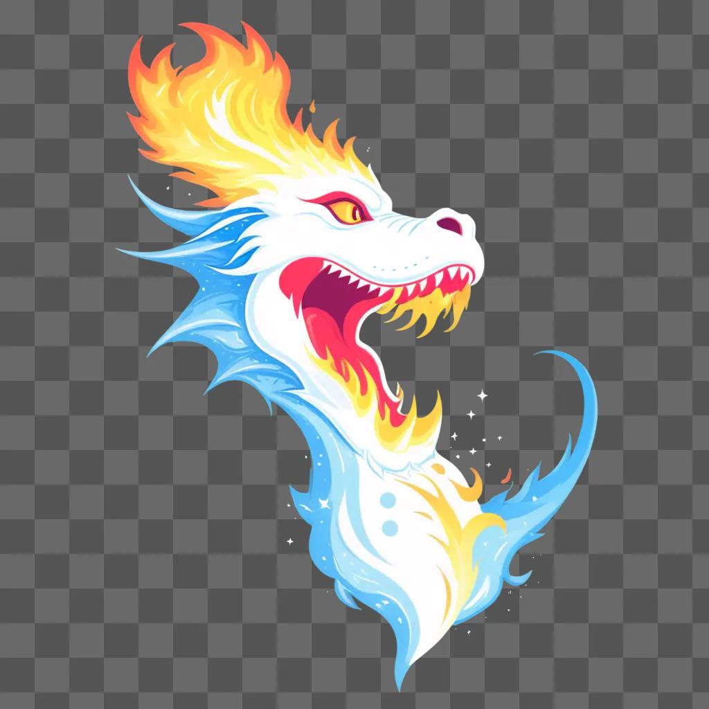 Dragon with fire breath and open mouth