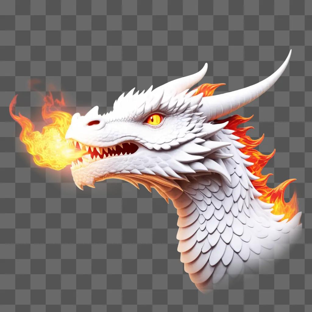 Dragon with fire breath in mouth