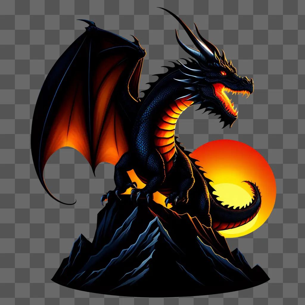 Dragon with glowing eyes and bright wings