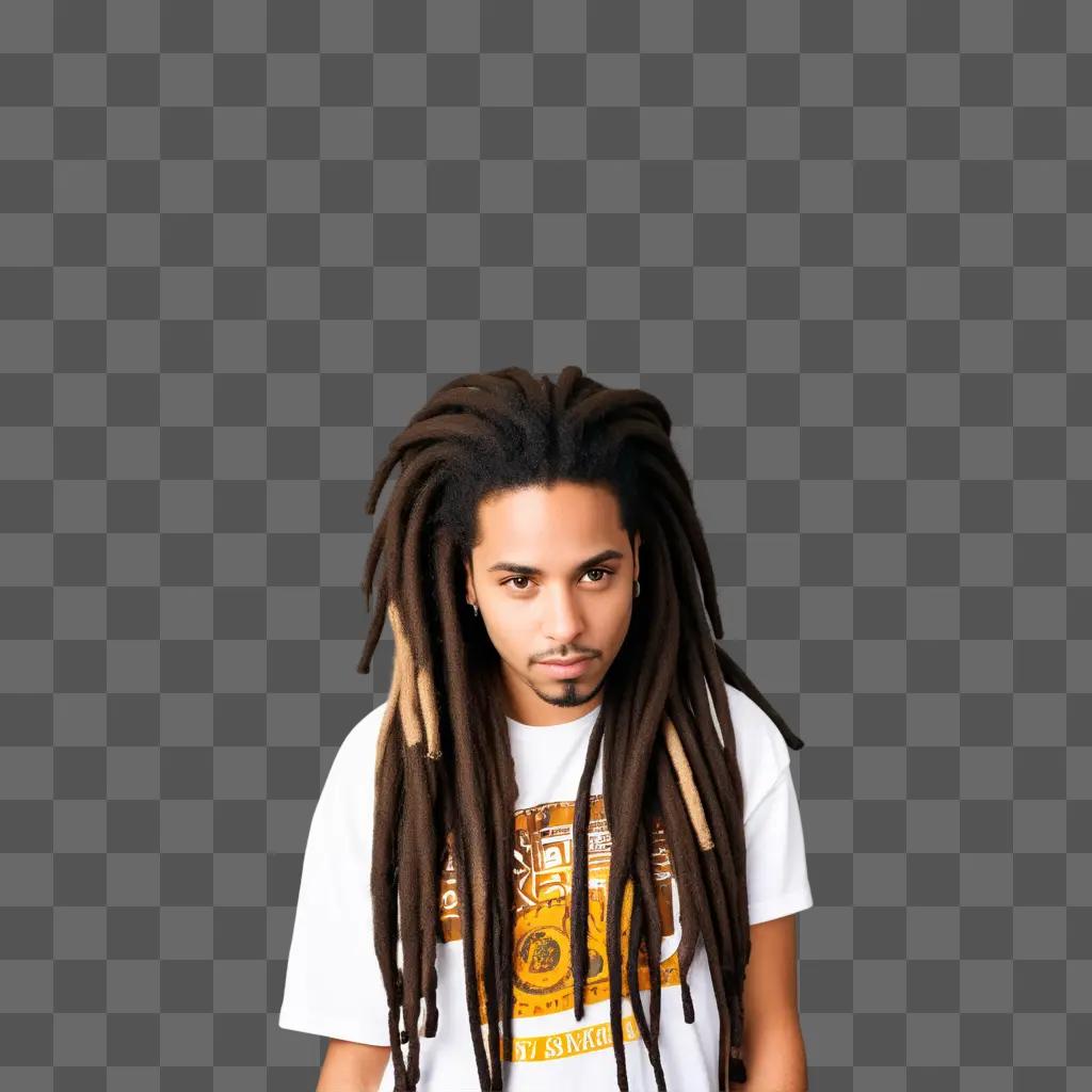 Dreadlocks on a man in a white shirt