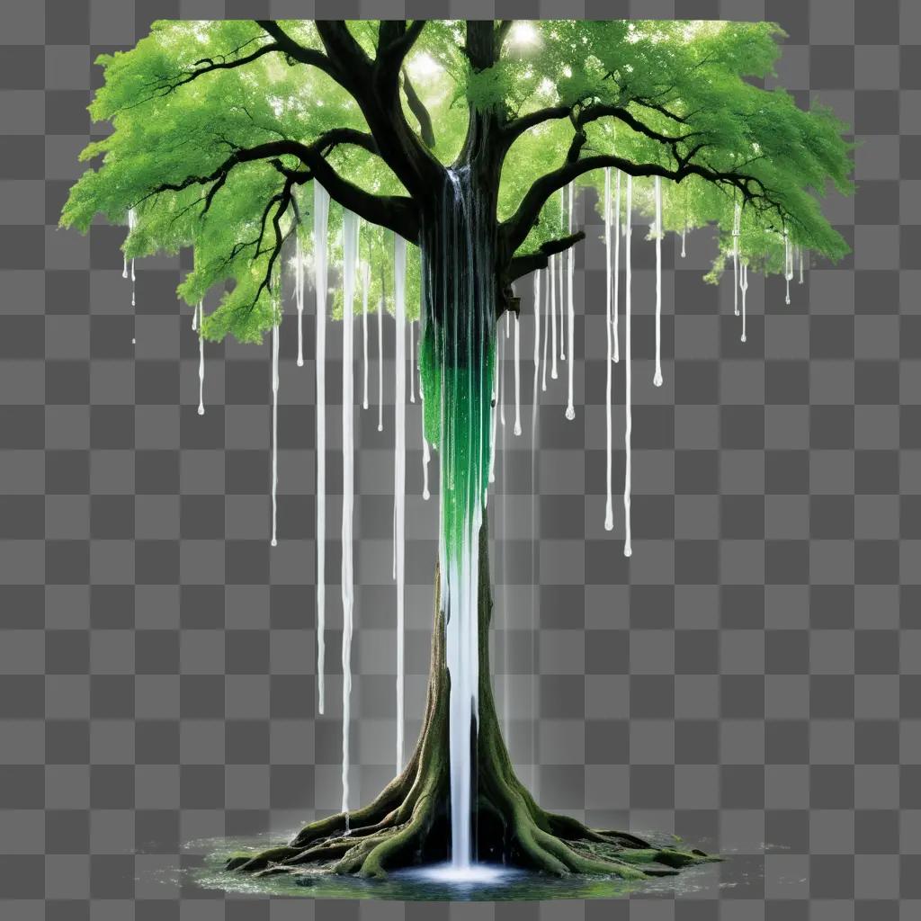 Dripping water falls from a tree