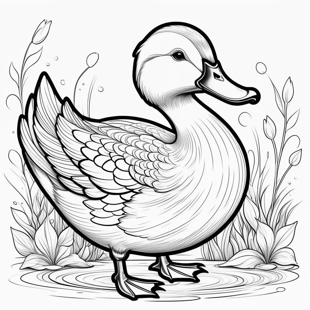 Duck coloring pages in black and white