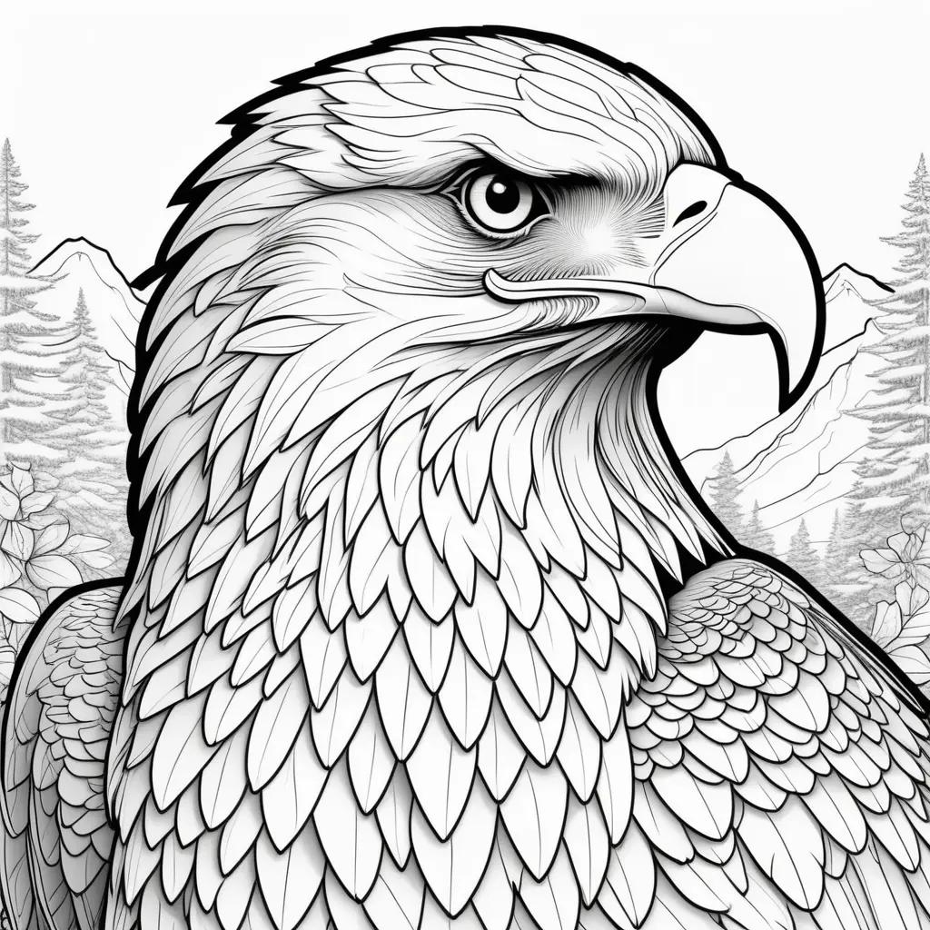 Eagle coloring page with black and white design