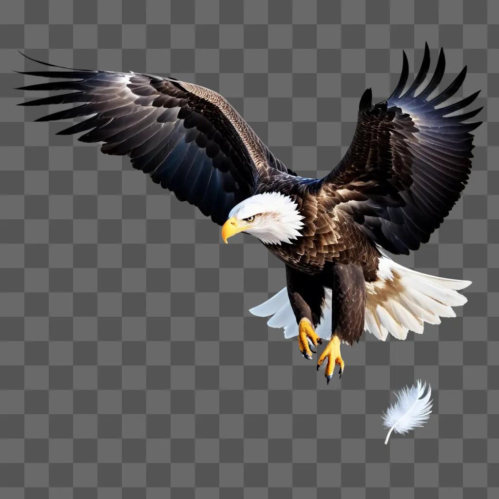 Eagle with transparent wings in a dark background