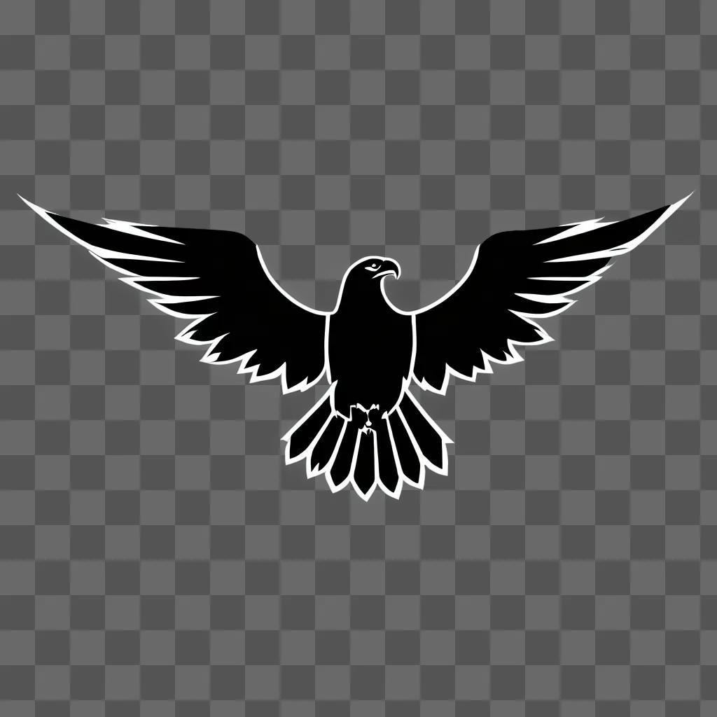 Eagle with wings spread against a black background