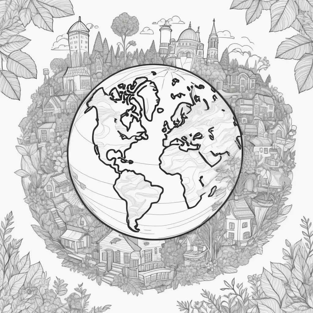 Earth Day coloring pages: peaceful world and greenery