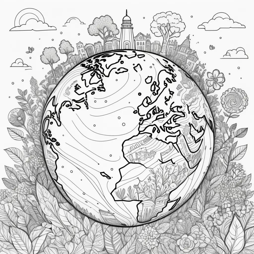 Earth Day coloring pages with plants and trees