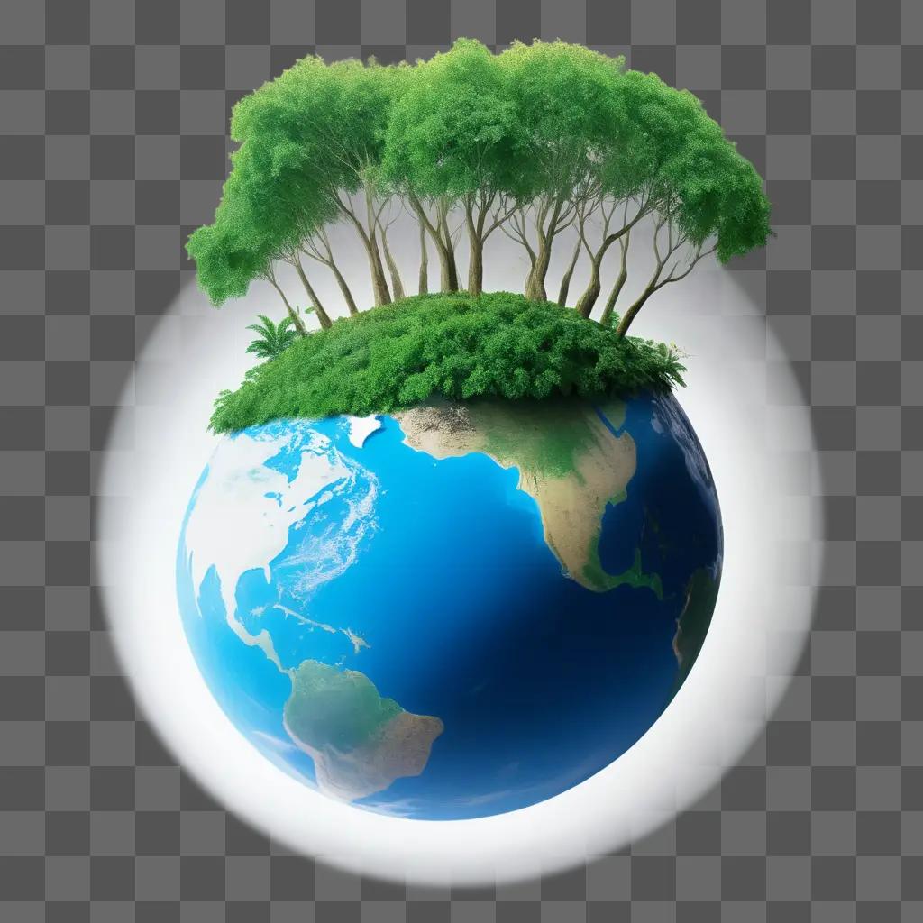 Earth with green trees on top