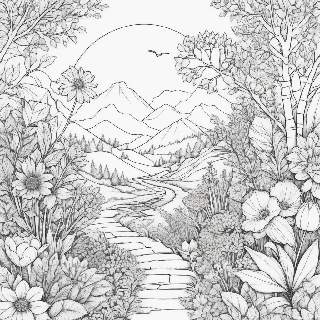 Easily Coloring Adult Coloring Page - Flower Path